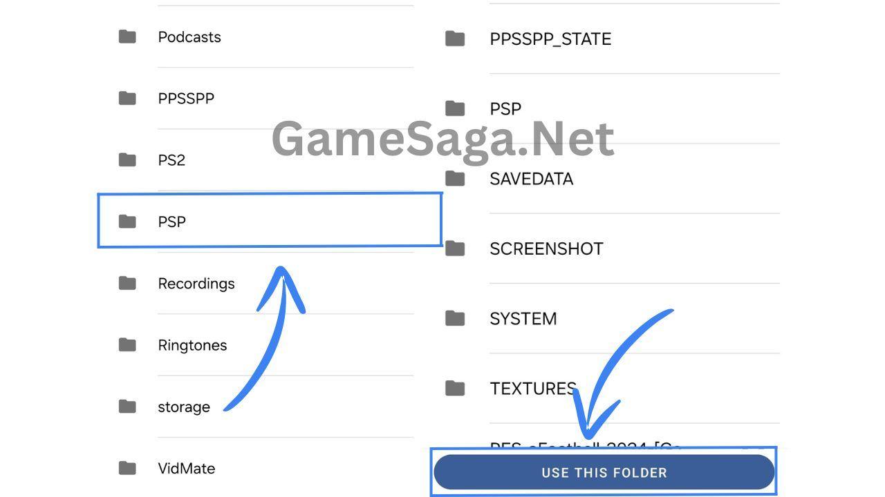 select PSP folder