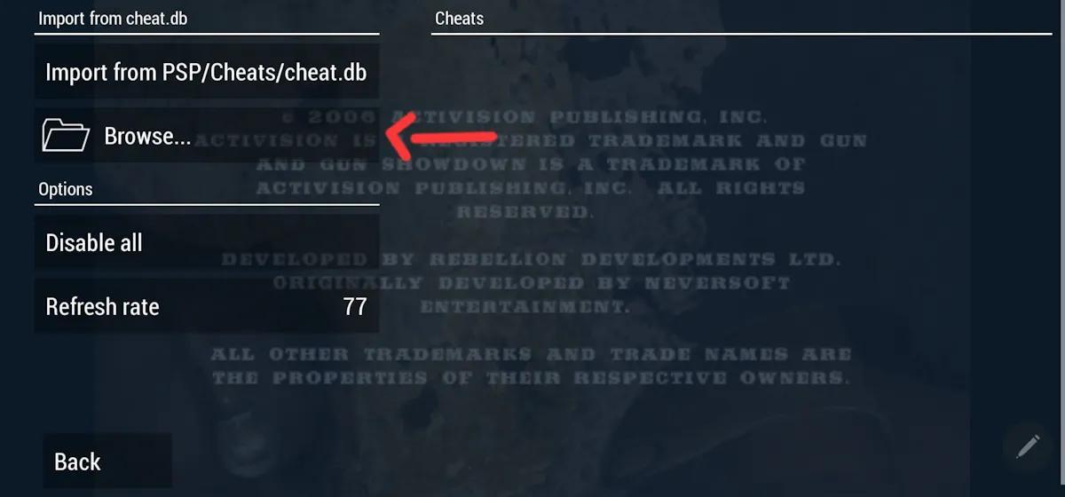 load cheat codes